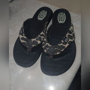 Hey Dude Leopard Flip Flops